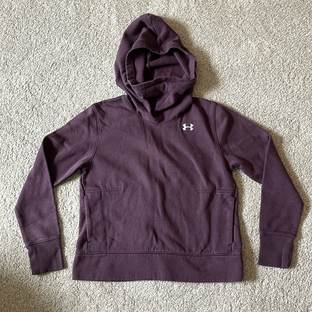Cowl neck plum hoodie with pockets